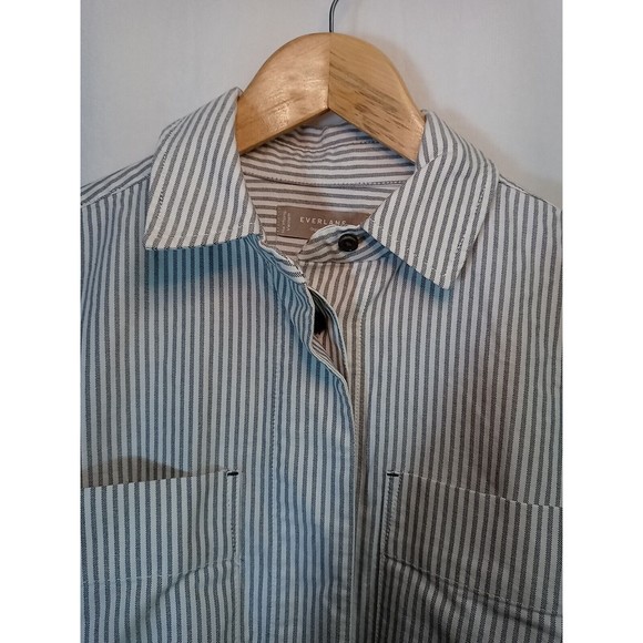 NWT Everlane Gray & White Oxford Shirt Dress Belted Organic Cotton Size XS - Picture 9 of 16